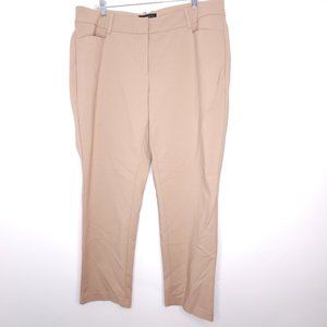 Eloquii Tapered Ankle Length Straight Leg Pant Cotton Blend Tan Plus Size 16